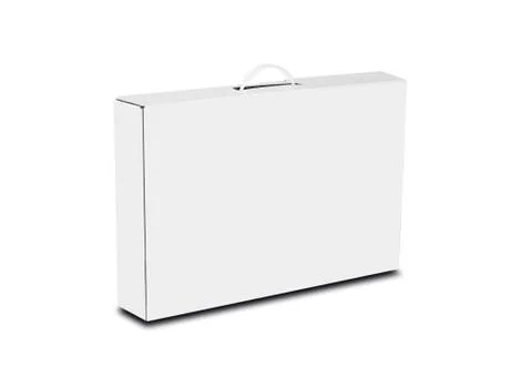 White box with a handle. Packing box for laptop. Isolated on white background Foto stock