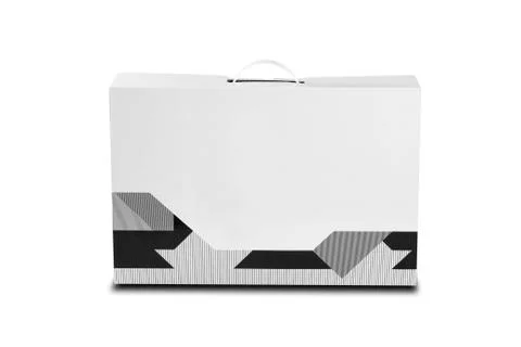 White box with a handle. Packing box for laptop. Isolated on white background Stockfoto's