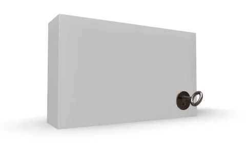 White box with lock and key - 3d illustration Illustrazione stock