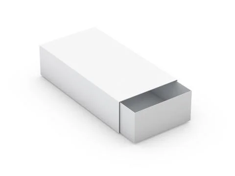 White box mock up isolated on white background. 3D Stock Illustration