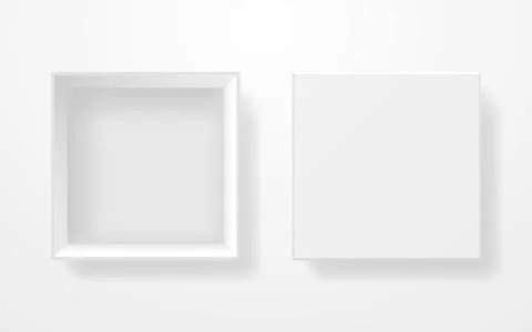 White box mockup top view. Realistic template on light background. Square Stock Illustration