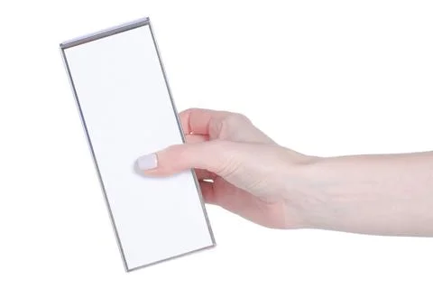 White box pack in hand Stock Photos