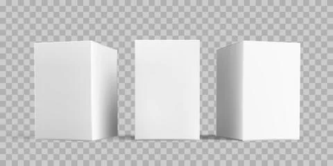 White box package mock-up set. Vector isolated 3D white carton cardboard or p Illustrazione stock