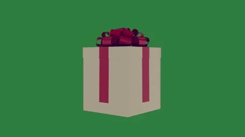 A white box with red bow on it and green screen gift animated chromakey Video stock 335938057
