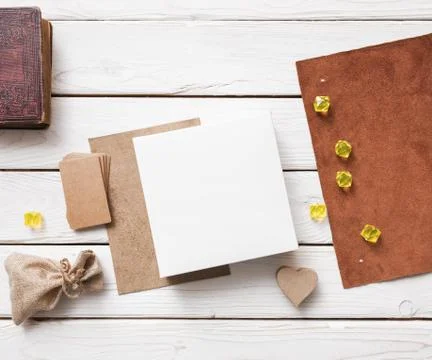 White box on a table. Top view. 写真素材