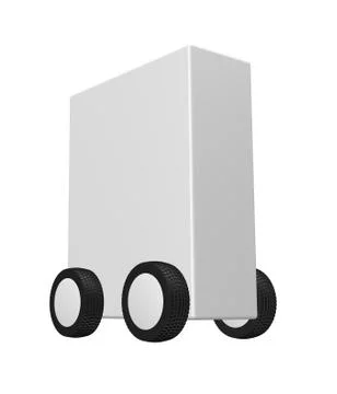 White box on wheels - 3d illustration Illustrazione stock