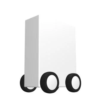 White box on wheels - 3d illustration Illustrazione stock