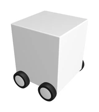 White box on wheels - 3d illustration Illustrazione stock