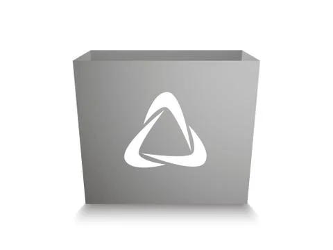 White box with white stylized waste recycling logo, 3d pattern Stock Illustration