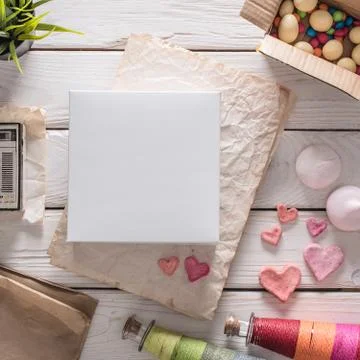 White box on white table 写真素材