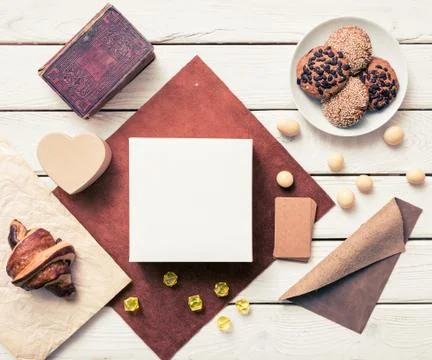 White box on white table 写真素材