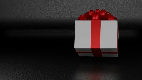 White boxes with a gift and a red ribbon rotates slowly. 3d render. loop abstrac Stock Footage 163868361