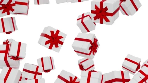 White boxes with gifts are falling on a white background. Stock Footage 140940470