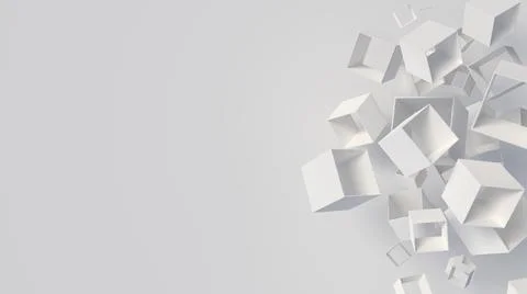White boxes with hole on white background. Abstract geometric 3d render Stock Photos