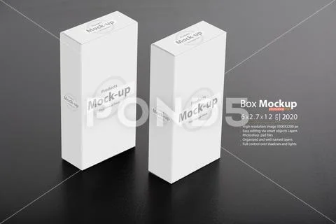 White boxes package on table mock-up series PSD Template