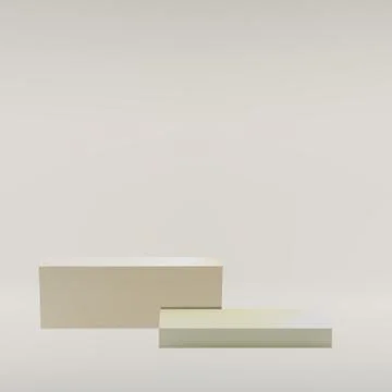 White boxes podium on a white background, studio. For product display, exhibi Stock Illustration
