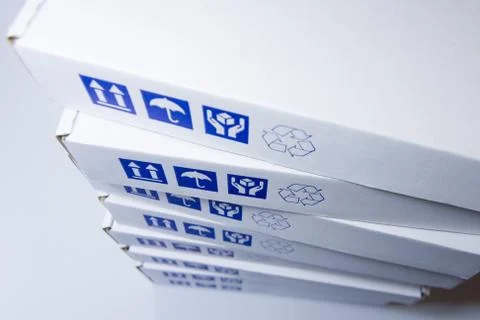 White boxes for shipping Stock Photos