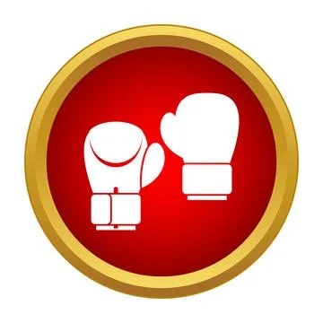 White boxing gloves icon in red circle button Stock Illustration