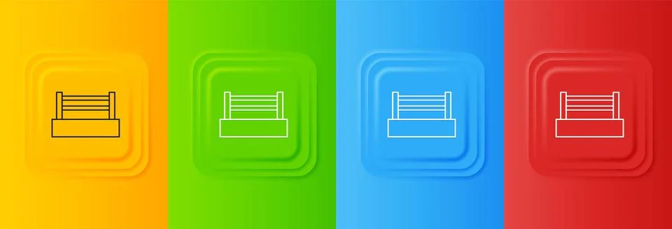 White Boxing ring icon isolated on colorful background. Set icons in square.. Stock Illustration