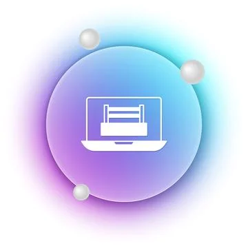 White Boxing ring show at laptop icon isolated on white background. Blue an.. Stock Illustration
