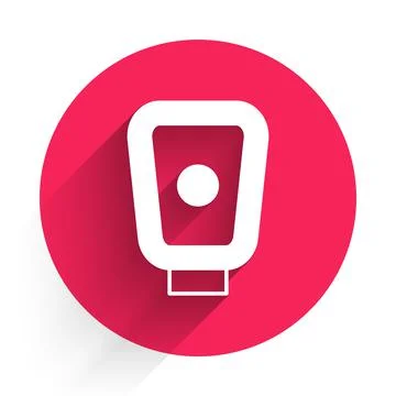 White Boxing training paws icon isolated with long shadow background. Red circle Stock Illustration