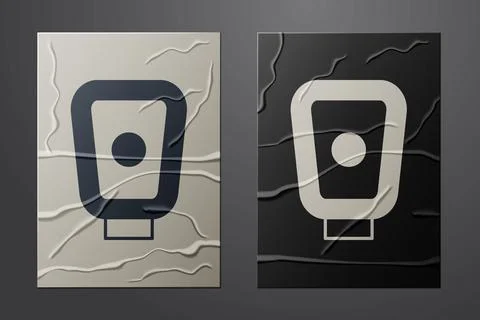White Boxing training paws icon isolated on crumpled paper background. Paper art Stock Illustration
