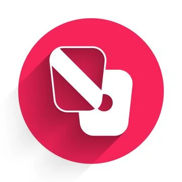 White Boxing training paws icon isolated with long shadow background. Red circle 스톡 일러스트