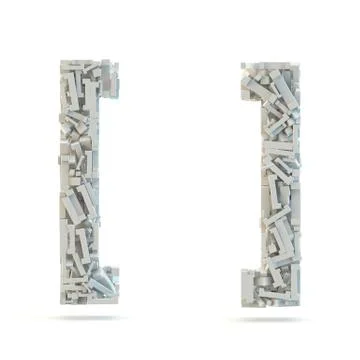 White bracket mark isolated on white. Stock Illustration