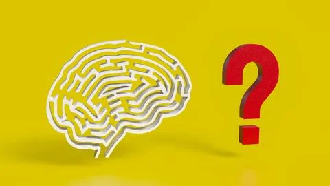 The White Brain maze and  question mark  for sci or creative concept 3d ren.. Stockillustratie