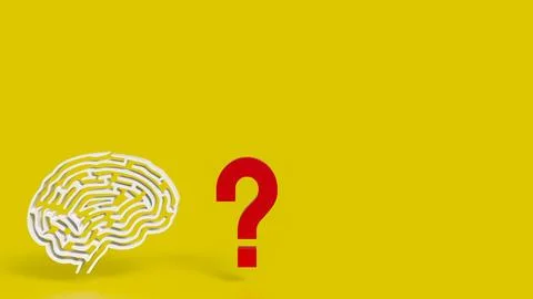 The White Brain maze and  question mark  for sci or creative concept 3d ren.. Stock Illustration