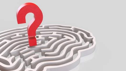 The White Brain maze and  question mark  for sci or creative concept 3d ren.. 스톡 사진