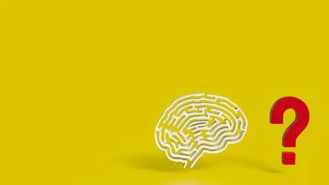 The White Brain maze and  question mark  for sci or creative concept 3d ren.. 스톡 사진