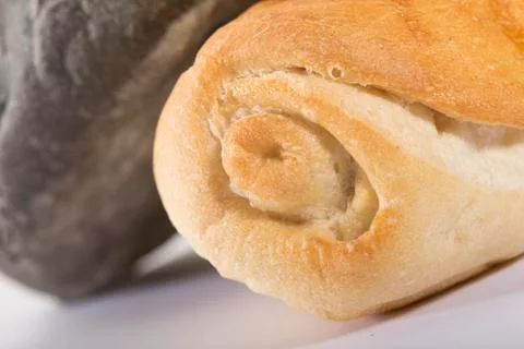 White bread and bread with charcoal Stock Photos