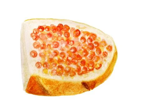 White bread and red caviar Stock Illustration