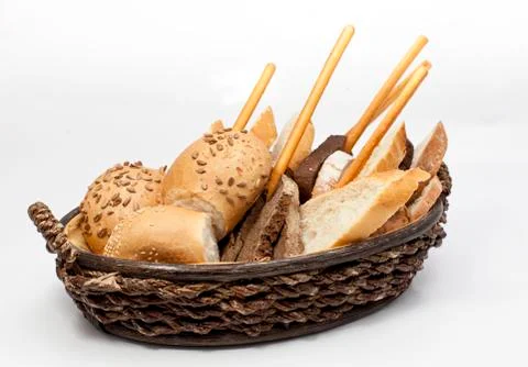 White bread in the basket Fotos de archivo