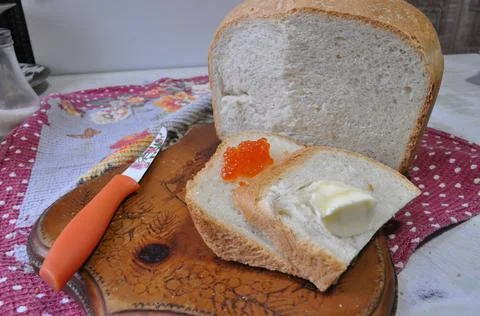 White bread on a board Stock Photos