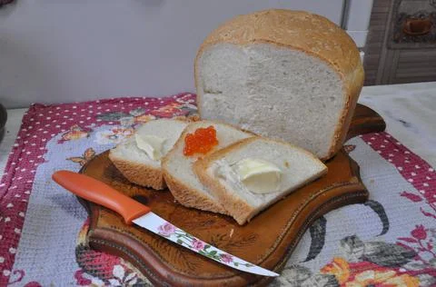 White bread on a board Stock Photos