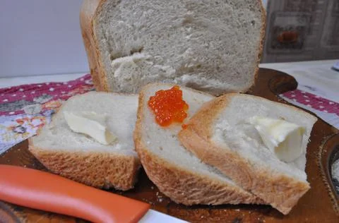 White bread on a board Stock Photos
