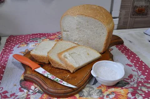White bread on a board Foto stock