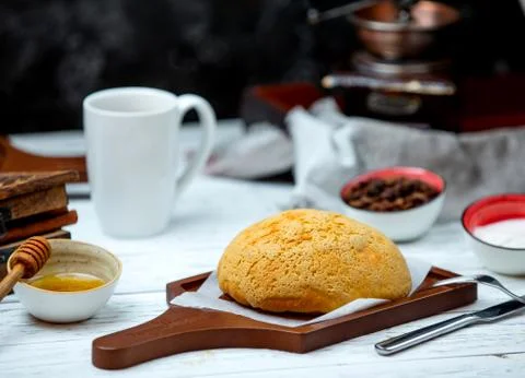 White bread on the desk with side mead Stock Photos