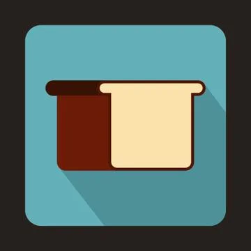 White bread icon in flat style Stock Illustration