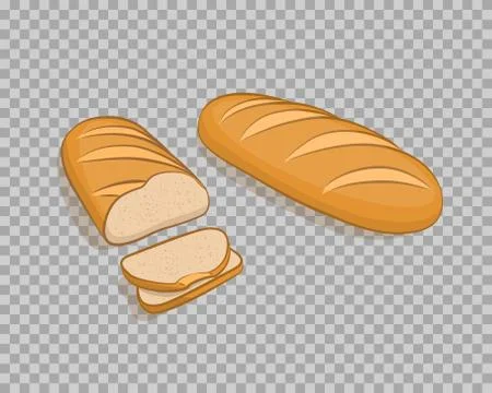 White bread isolated, sliced on a transparent background Stock Illustration