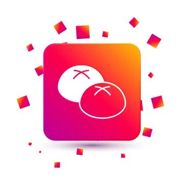 White Bread loaf icon isolated on white background. Square color button. Vect Stock Illustration