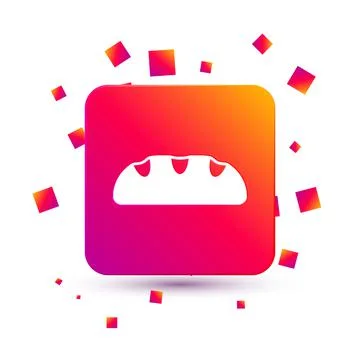 White Bread loaf icon isolated on white background. Square color button. Vector 스톡 일러스트