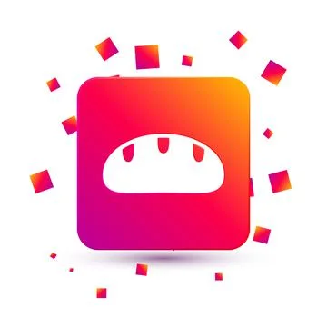 White Bread loaf icon isolated on white background. Square color button. Vector Stock Illustration