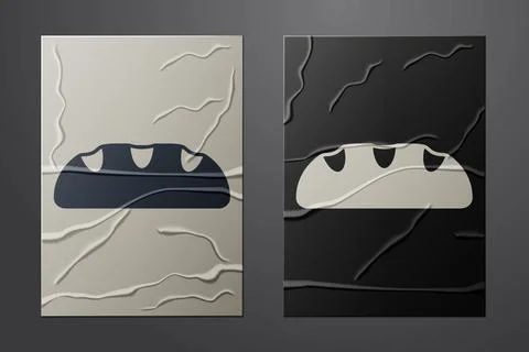 White Bread loaf icon isolated on crumpled paper background. Paper art style Stock Illustration