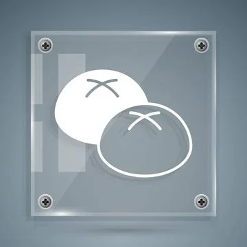 White Bread loaf icon isolated on grey background. Square glass panels. Vector 스톡 일러스트