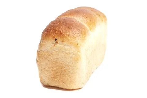 White bread loaf isolated on white background 库存照片