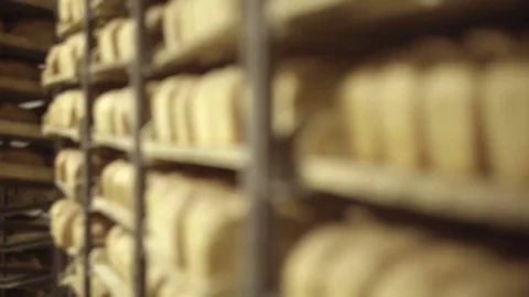 White bread on the shelfs Stock Footage 76882616