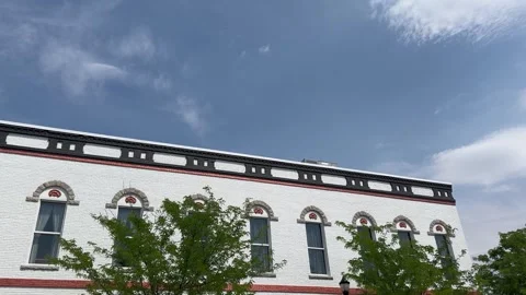 White Brick Building in Small Town 4K Stock Footage 281395839